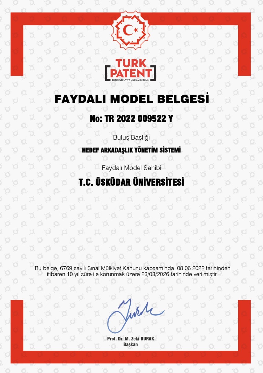 Patent Görseli - Hedef Arkadaşlık Yönetim Sistemi