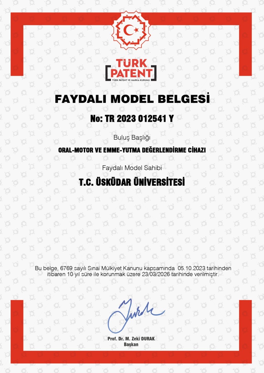 Patent Görseli - Oral-Motor Değerlendirme Cihazı